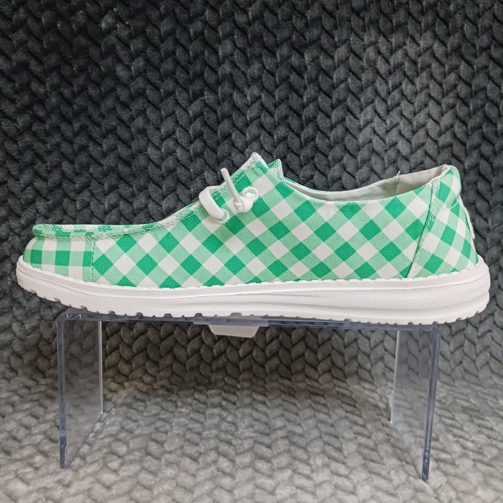 Hey Dude Wendy Shamrock Gingham Green White Women's Casual Slip-on Shoes Size 10 - Picture 9 of 12